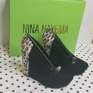 Nina Nayema Wedge Platform Suede Leopard Pr